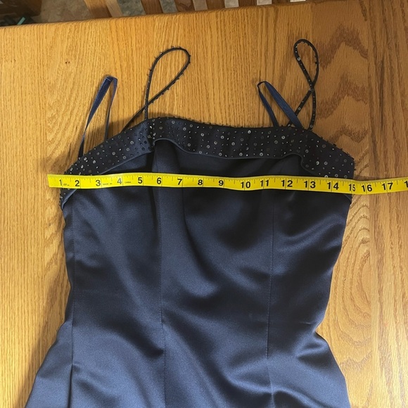 Mori Lee Satin Navy Bridesmaid Prom Dress Size 3/4 - Picture 4 of 8